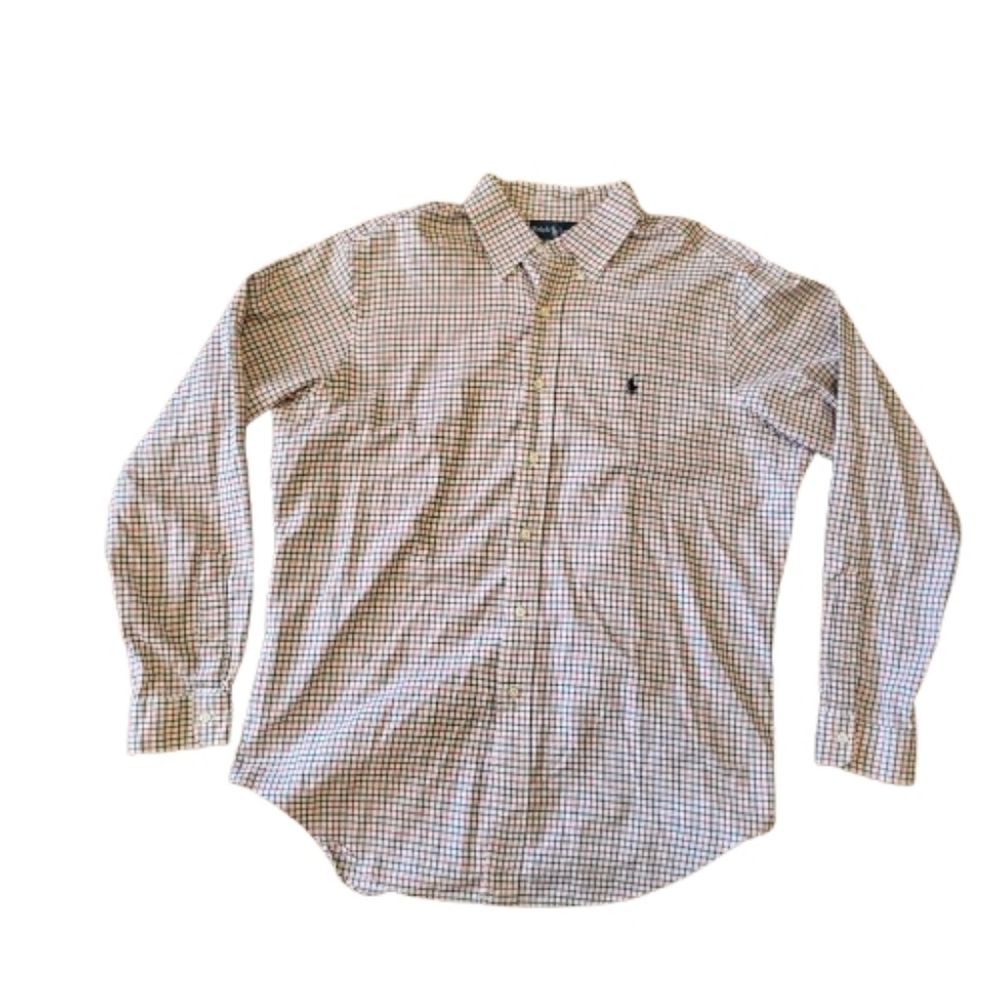 Ralph Lauren Classic Fit Long Sleeve Button‎ Down Plaid Shirt Cotton Men's Large